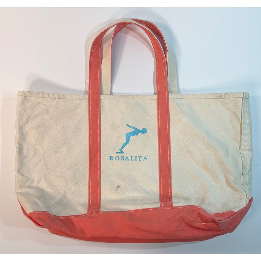 LL Bean Boat and Tote Canvas Bag Coral Pink Made in USA 112637 Large